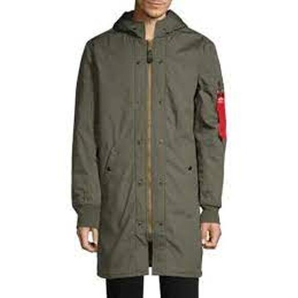 Alpha Industries Mens M Olive Green M-47 Pile Liner Long Jacket Reversible Hood - Picture 16 of 16